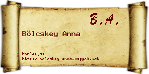 Bölcskey Anna névjegykártya